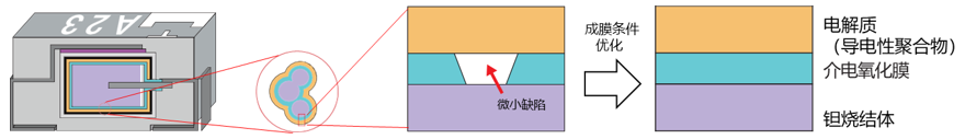 図　POSCAP截面图与电极体内部放大图