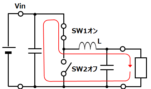 (a). SW1がオンでSW2がオフのとき　img
