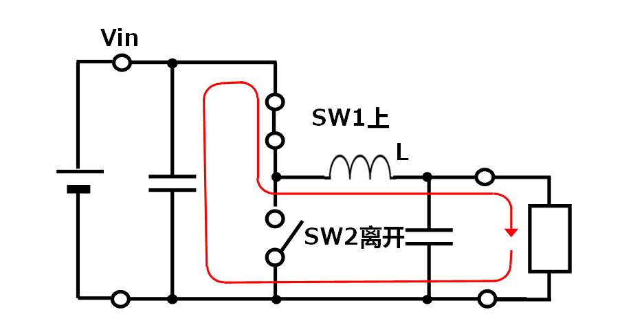 図2(a). SW1がオンでSW2がオフのとき,Fig. 2. When SW1 is on and SW2 is off,图2. 当SW1打开而SW2关闭时 img